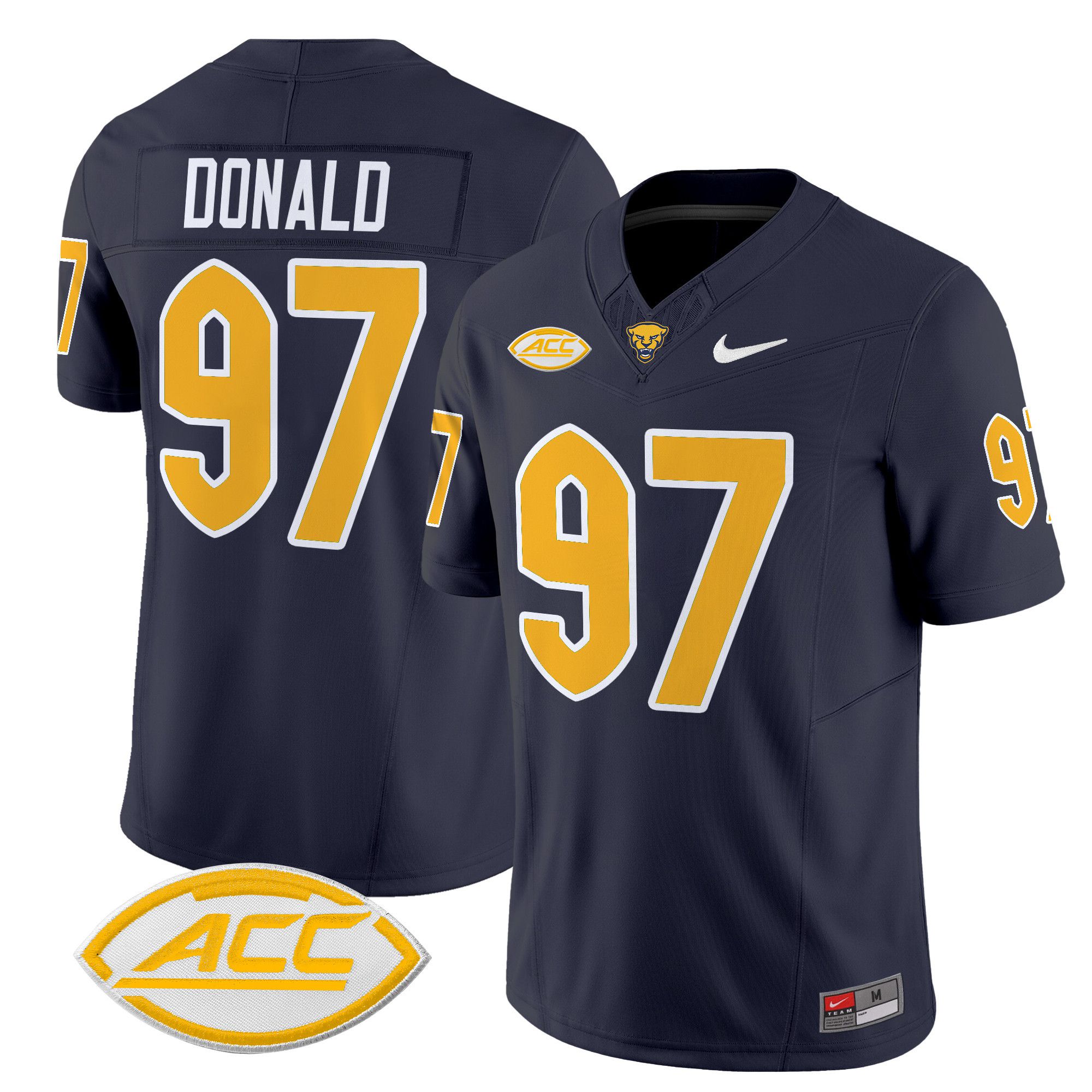 Men Pittsburgh Panthers 97 Donald Black Nike 2024 Vapor Limited NCAA Jersey style 1